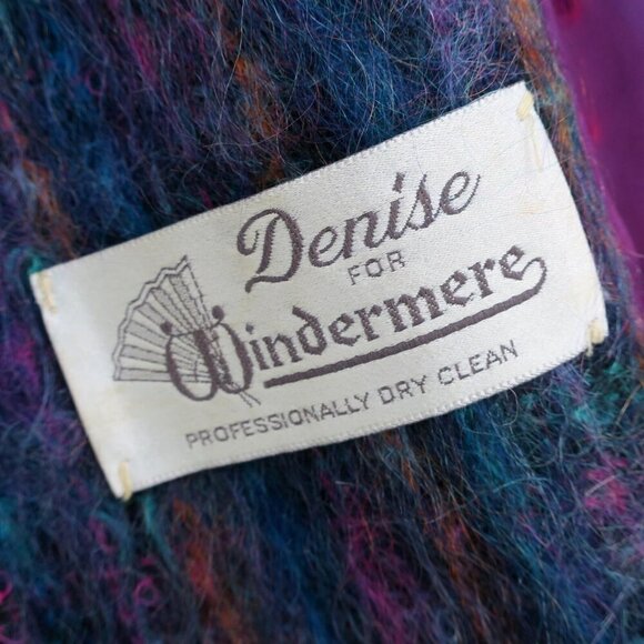 Vintage 60s Kramer's Plaid Jewel Tone Shaggy Mohair Blend Coat Lined Women's 8 - Picture 7 of 16